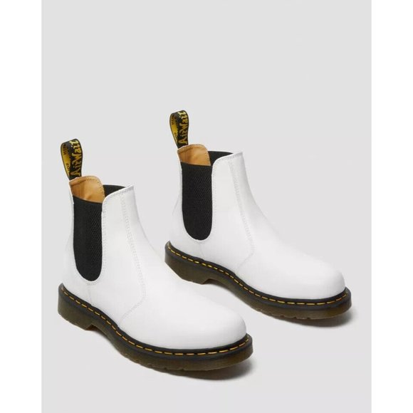 Dr. Martens Shoes - Dr Martens Dorrian Chelsea White Leather Pull On Platform Women's Boots